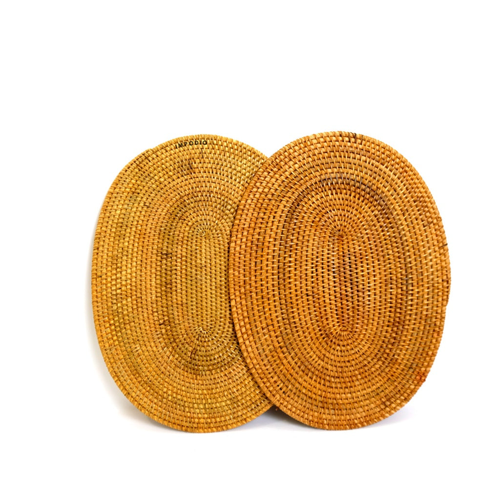 IMPODIO Placemat rotan oval 30x40cm - tatakan piring table runner