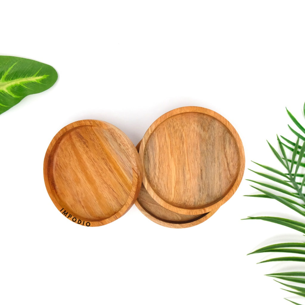 IMPODIO Coaster gelas 15cm / tatakan alas minum / props foto kayu