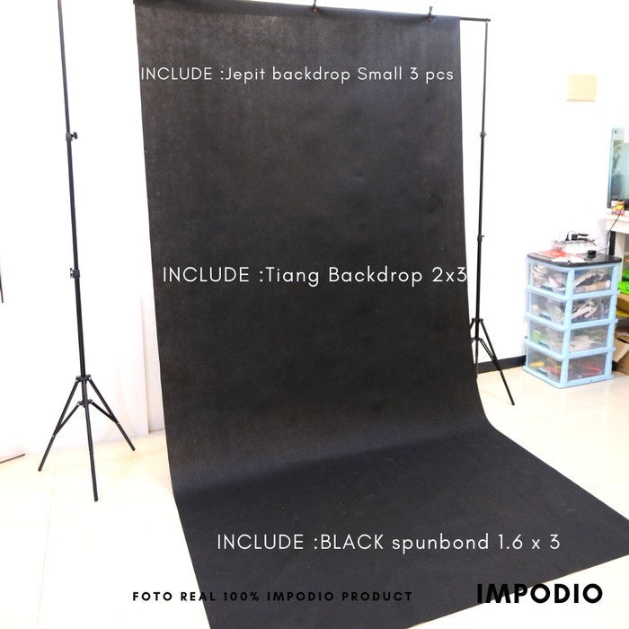 IMPODIO Paket Background spunbond berbagai warna + Stand backdrop 3m LENGKAP