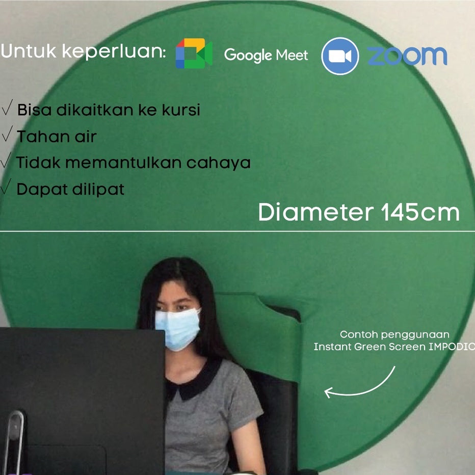 IMPODIO Instan Greenscreen Big size 145cm portable di kursi foldable