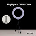 IMPODIO Ring Light 20cm  - Lampu Selfie Vlogger Konten Live Stream Profesional 3 Mode Warna