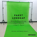 IMPODIO Paket Greenscreen spunbon + Stand backdrop youtuber