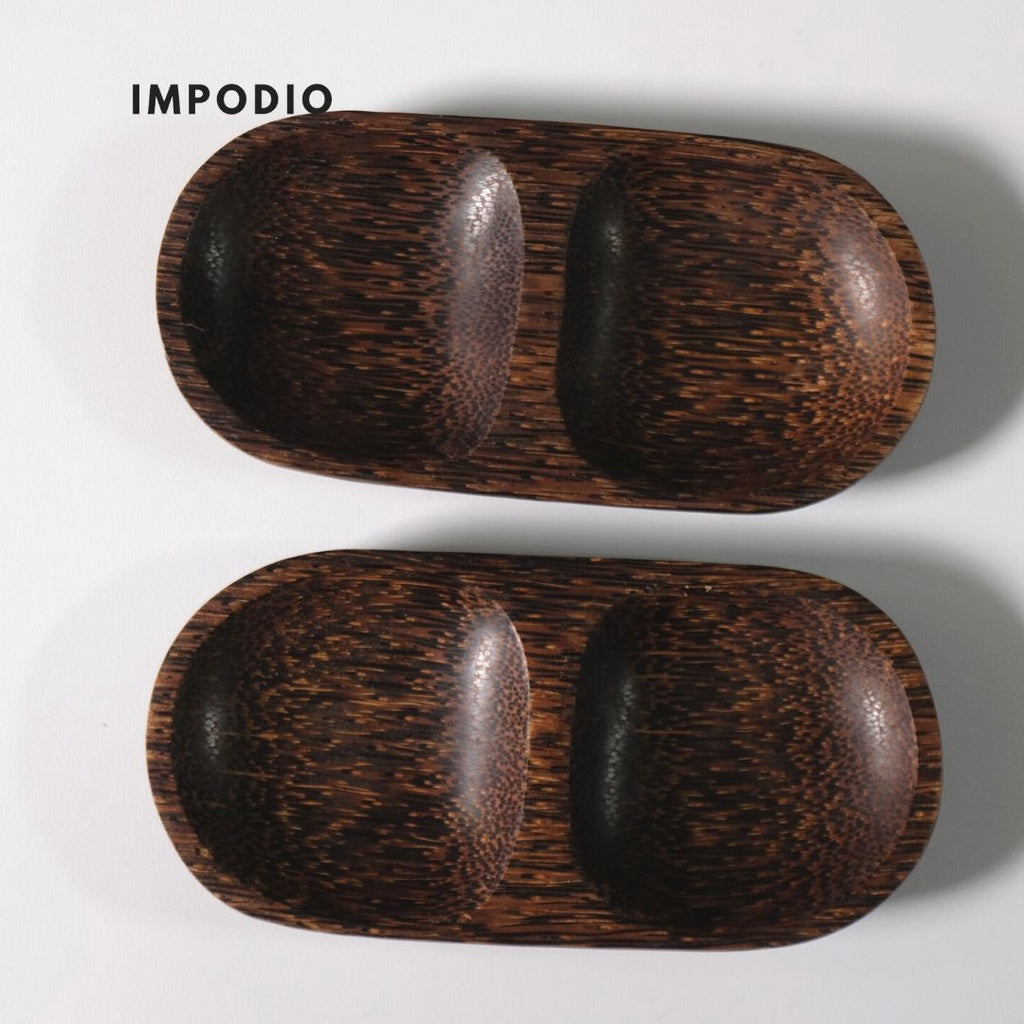 IMPODIO Tempat sambal isi 2 kayu arem ukuran 16cm x 8cm / kayu hitam