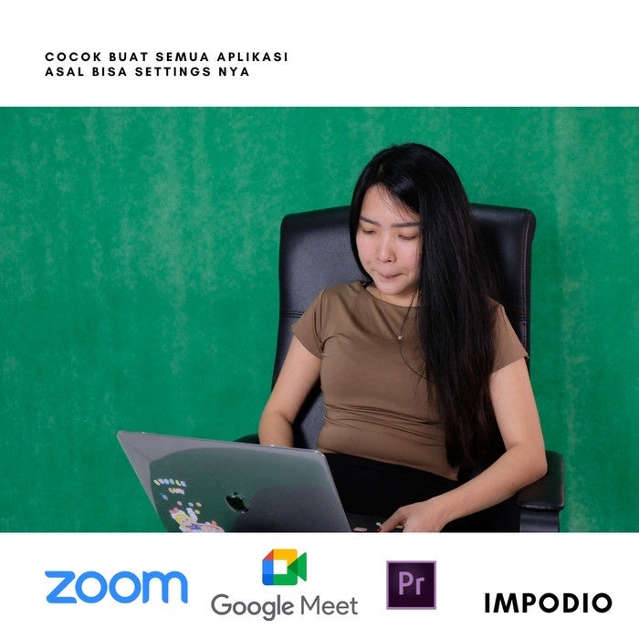 Impodio Paket Greenscreen spunbon Hijau tua + Stand backdrop youtuber LENGKAP