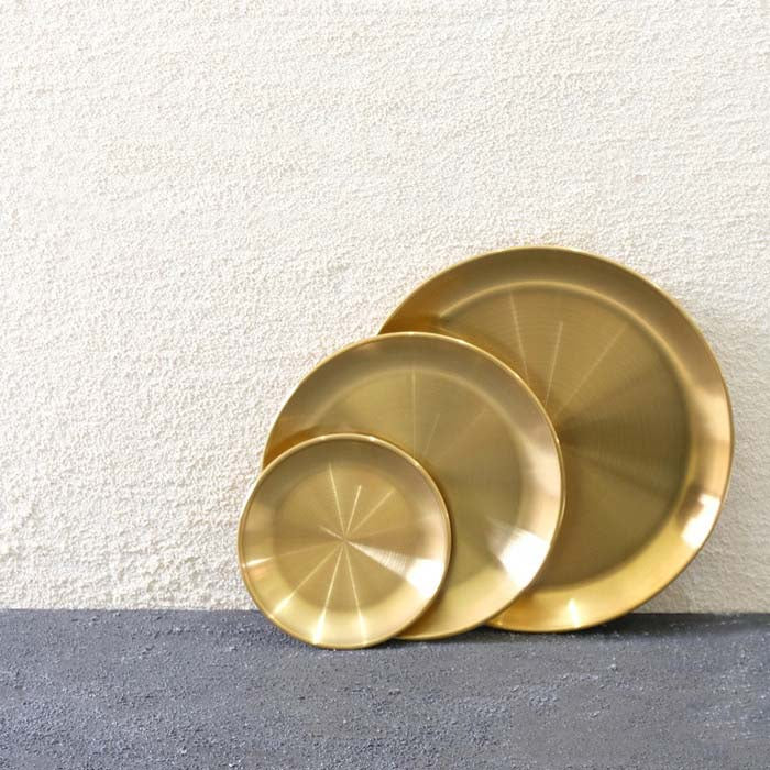 IMPODIO piring makan dekorasi Gold - Stainless Steel European 3 variasi ukuran