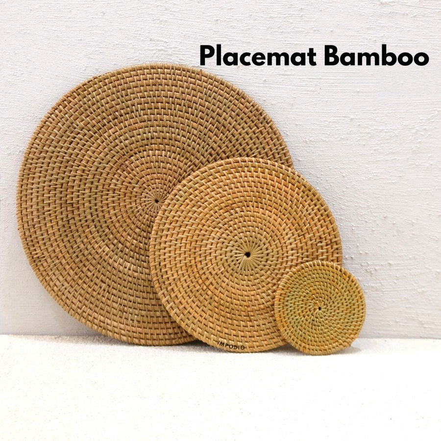 IMPODIO Placemat rotan – tatakan alas makan piring gelas bamboo