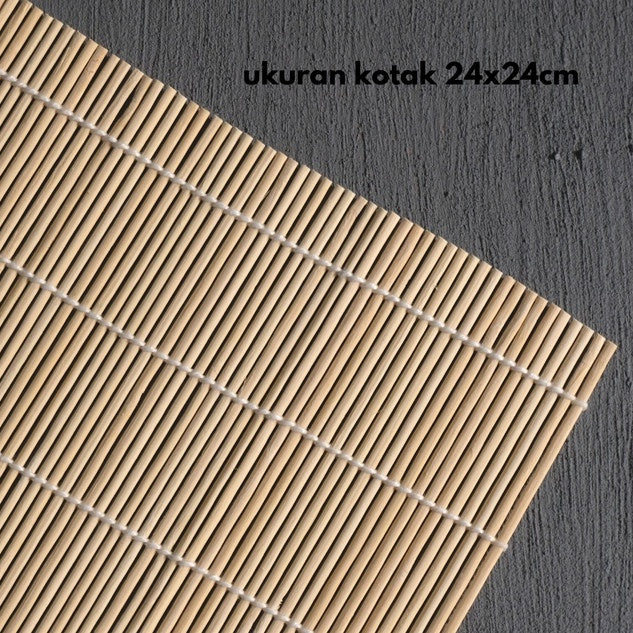 IMPODIO tikar bambu asli / sushi roller / taplak makanan 24x24cm