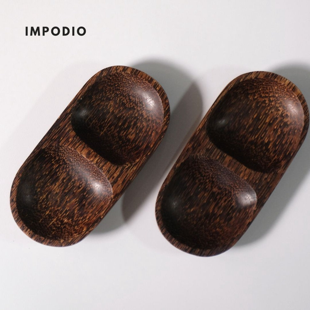 IMPODIO Tempat sambal isi 2 kayu arem ukuran 16cm x 8cm / kayu hitam