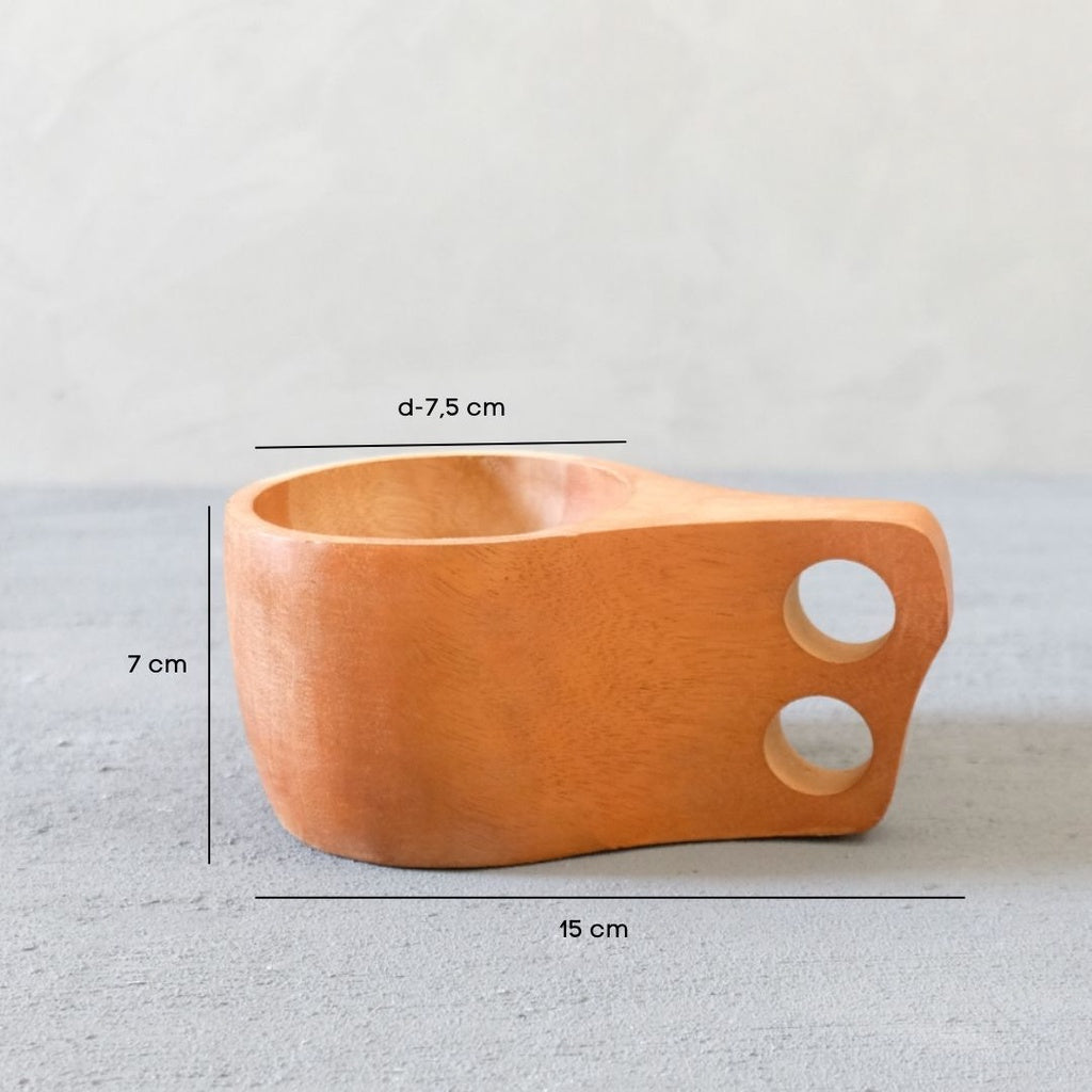 IMPODIO Gelas Aesthetic kayu mahoni gagang berlobang - gelas decorative