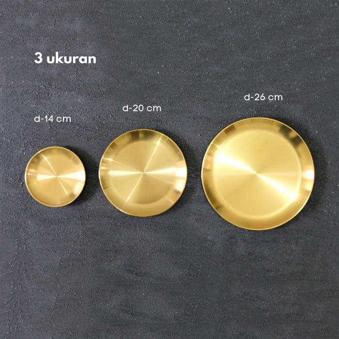 IMPODIO piring makan dekorasi Gold - Stainless Steel European 3 variasi ukuran