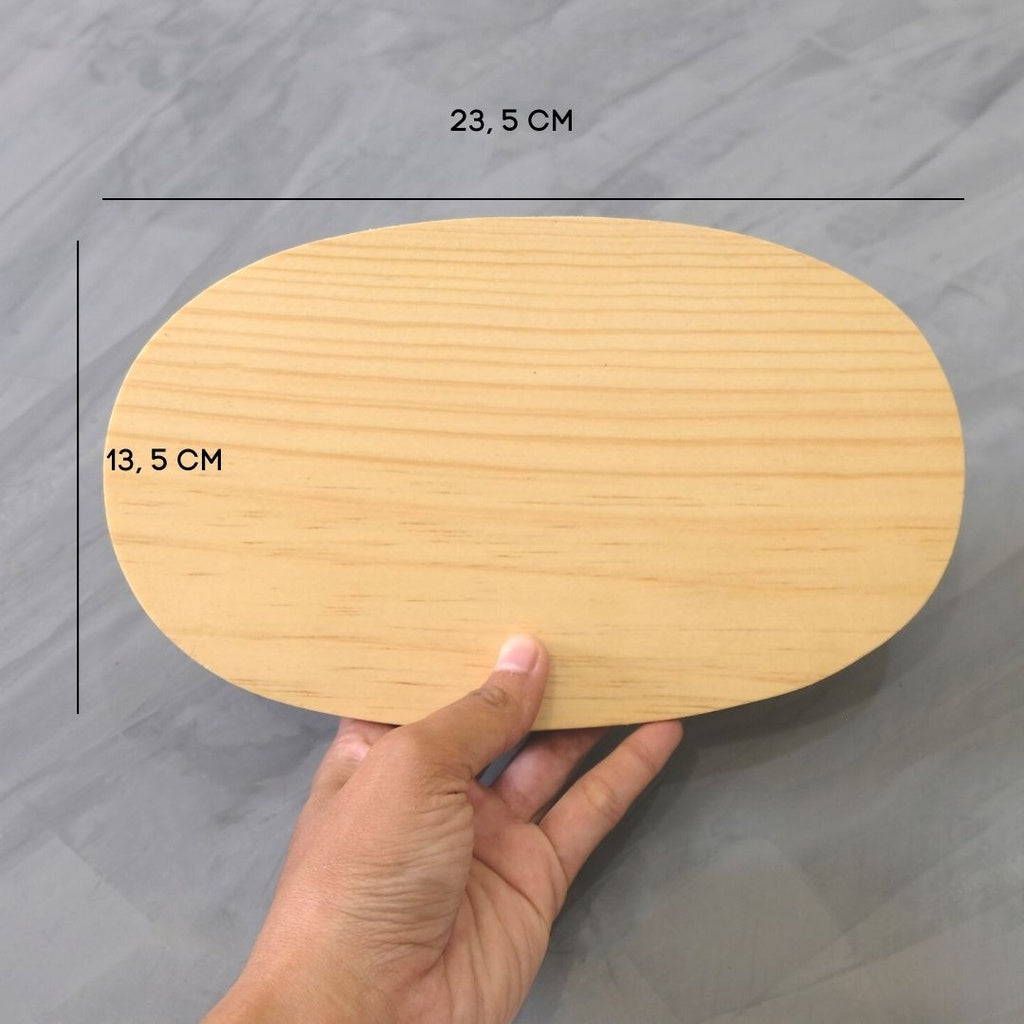 IMPODIO Talenan Kayu Pinus OVAL ukuran 21x15cm props aksesoris photography