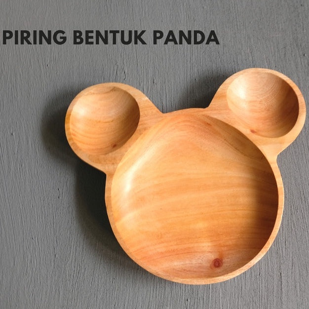 IMPODIO Piring kayu mahoni bentuk panda - wood plate unik dan berkualitas