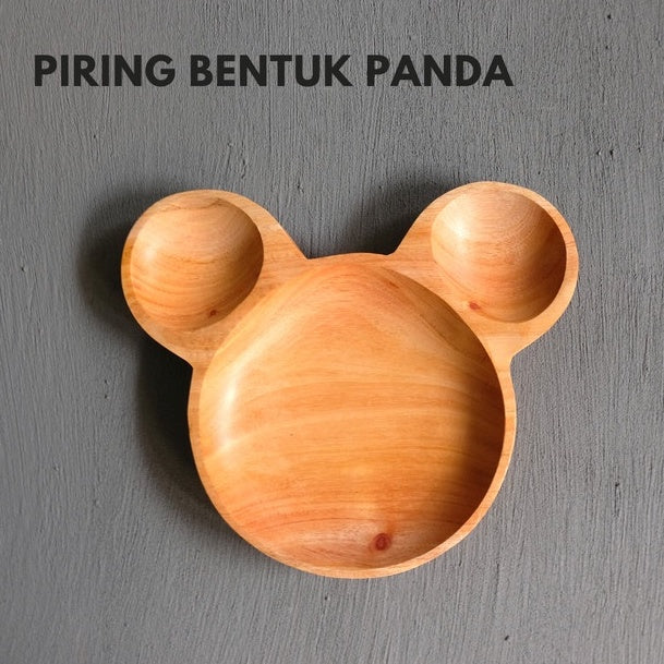 IMPODIO Piring kayu mahoni bentuk panda - wood plate unik dan berkualitas