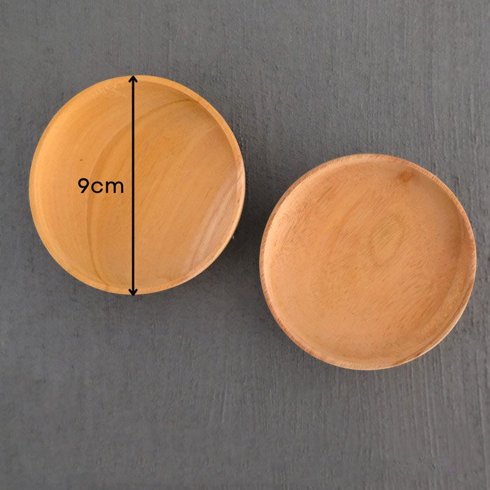 IMPODIO Piring mini Tempat sambal cobek kayu diameter 8cm dan 10cm