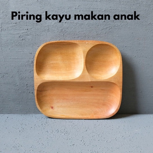piring saji makan anak kayu MPASI KOTAK IMPODIO/mpasi kids wooden plate/props foto