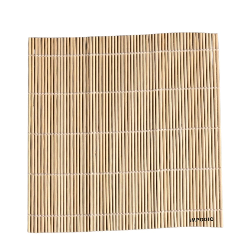 IMPODIO tikar bambu asli / sushi roller / taplak makanan 24x24cm