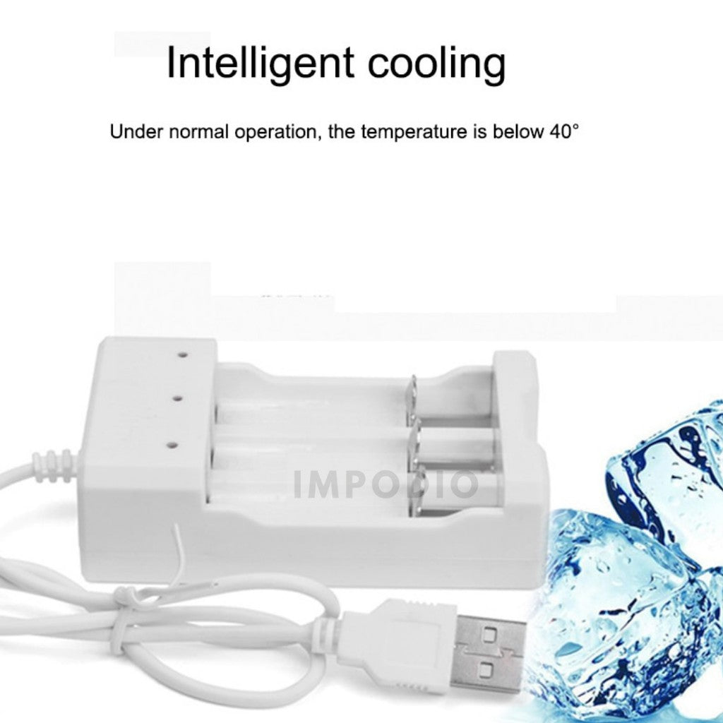 IMPODIO Charger Baterai / Batere USB bisa 4 slot untuk baterai AA/AAA