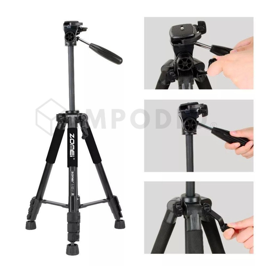Tripod Profesional Zomei Q111 Hitam - Kuat dan berkualitas Maks. 145 cm