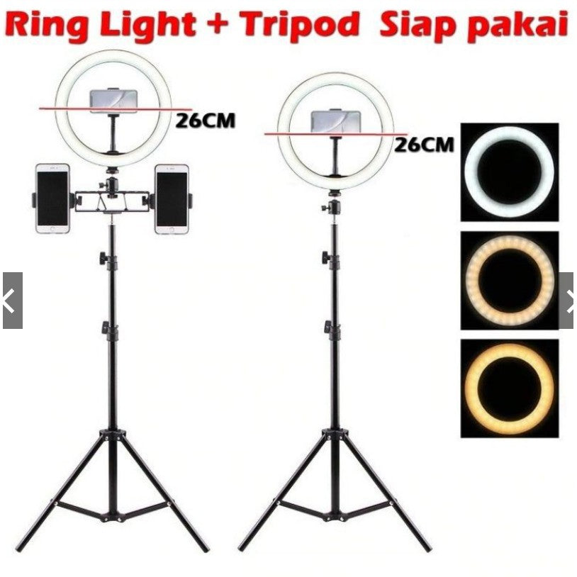 IMPODIO ringlight 120 LED Diameter 26cm bisa 3 warna dimmable + - tampak samping