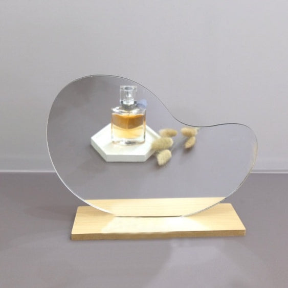 IMPODIO Cermin Aesthetic Mirror + Stand Wood – Vintage mirror