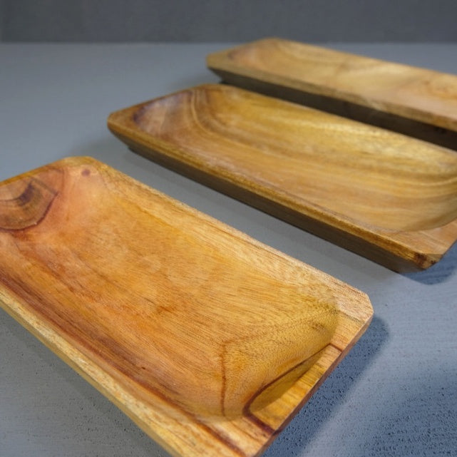 IMPODIO  Set Piring kayu kotak oval 3 ukuran  [PAKET 3 PCs]