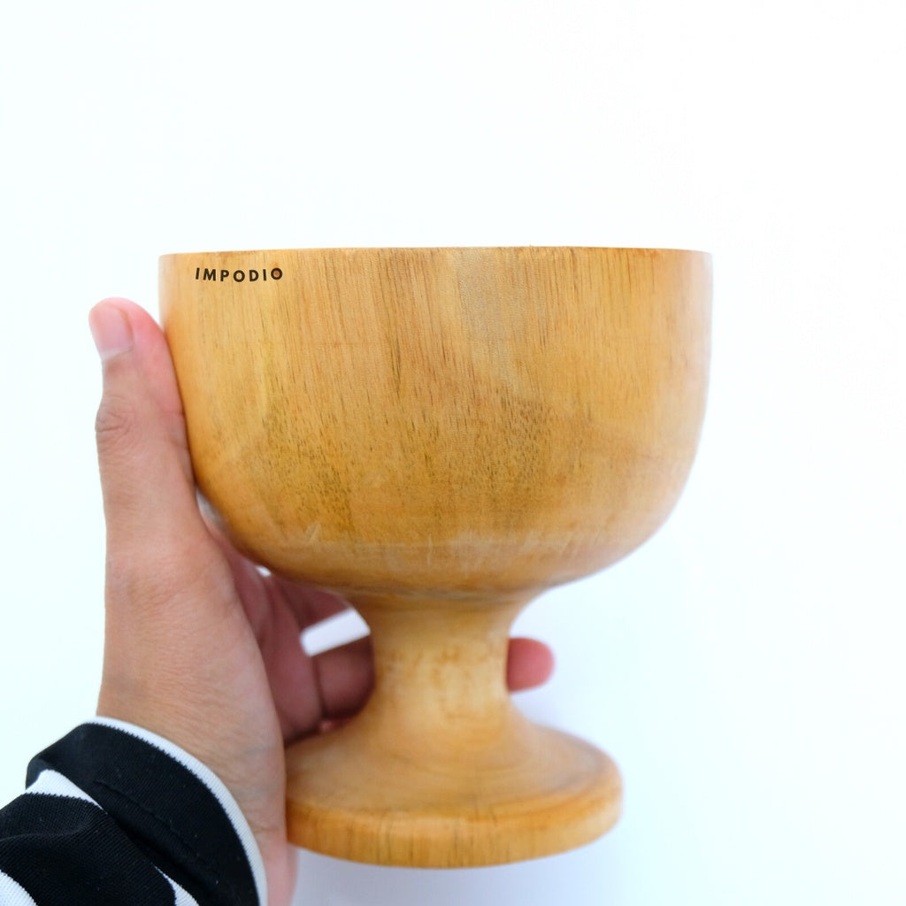 IMPODIO Gelas kayu bentuk gelas wine diameter 8 dan 12cm