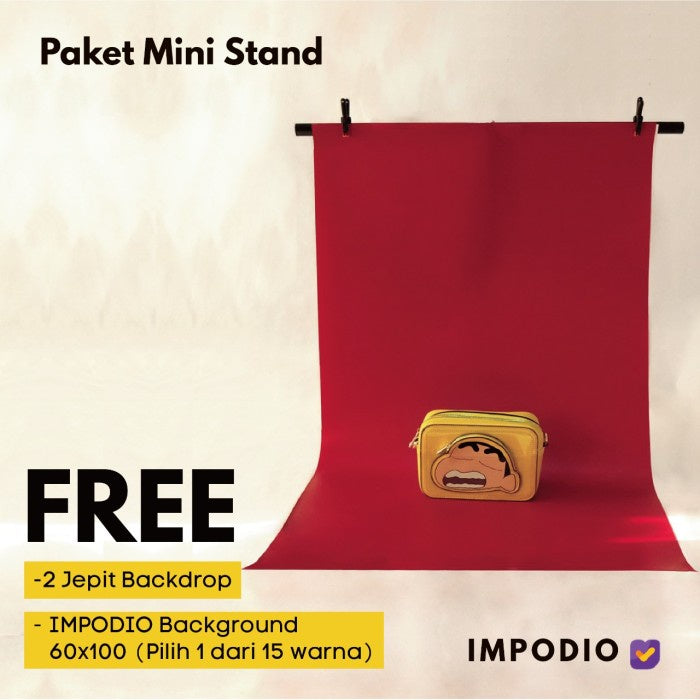 IMPODIO Paket Mini stand ukuran 65x70cm + Background Lengkap dan simple
