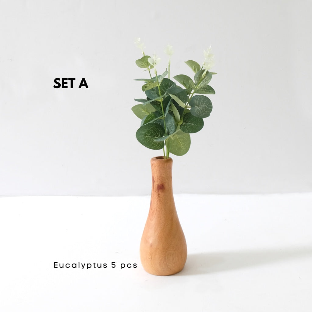 IMPODIO Vas Bunga bahan kayu /Dekorasi meja bunga artificial monstera props