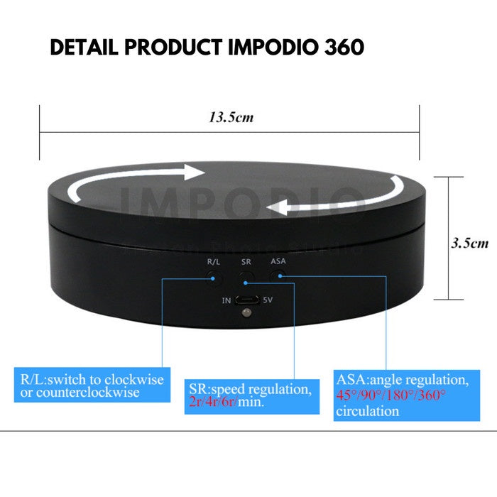 IMPODIO 360 turntable untuk photo product 360 derajat diameter 13.5cm - dalam penggunaan
