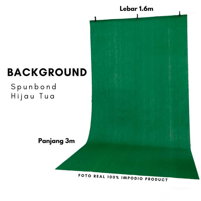 IMPODIO Spunbond 75gsm babckground foto hijau tua ukuran 1.6 x 3m