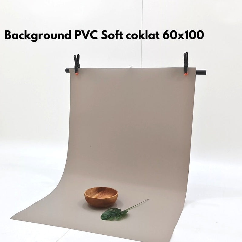 Background PVC warna soft brown / Coklat Pastel 60x100cm sangat tebal - PAKET LENGKAP IMPODIO
