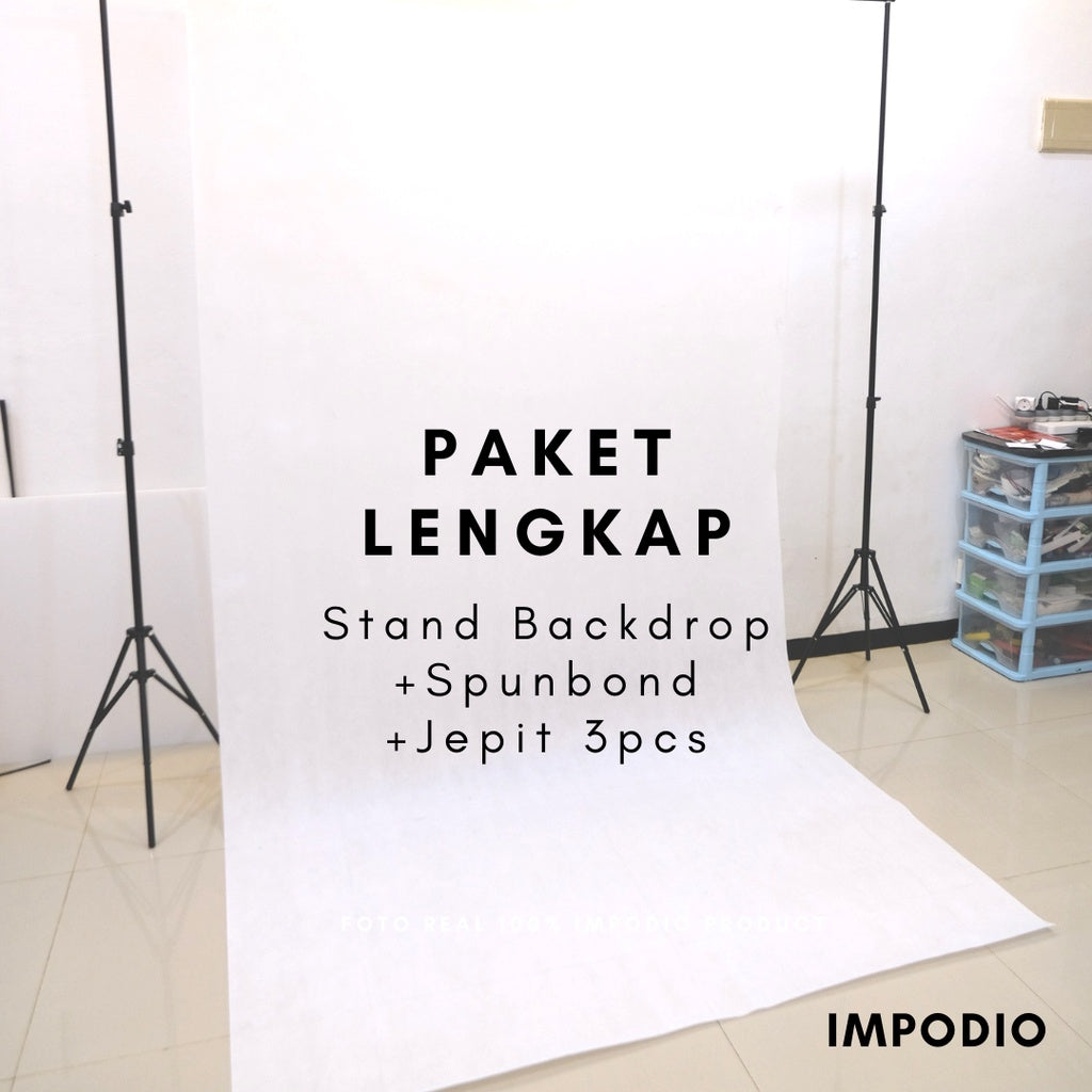 IMPODIO Paket Background spunbond berbagai warna + Stand backdrop 3m LENGKAP