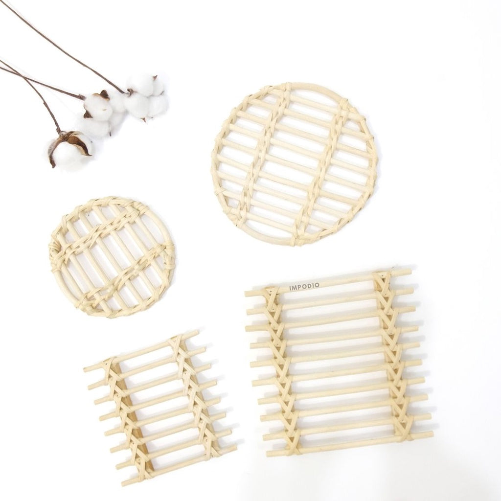 IMPODIO Coaster anyaman bambu / properti photo tatakan fotografi