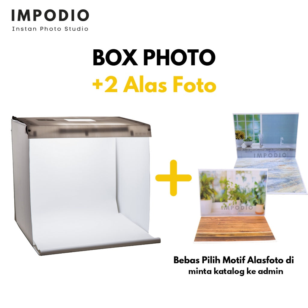 IMPODIO Box Studio Foto mini Ukuran 50x50cm 2 LED Paling terang
