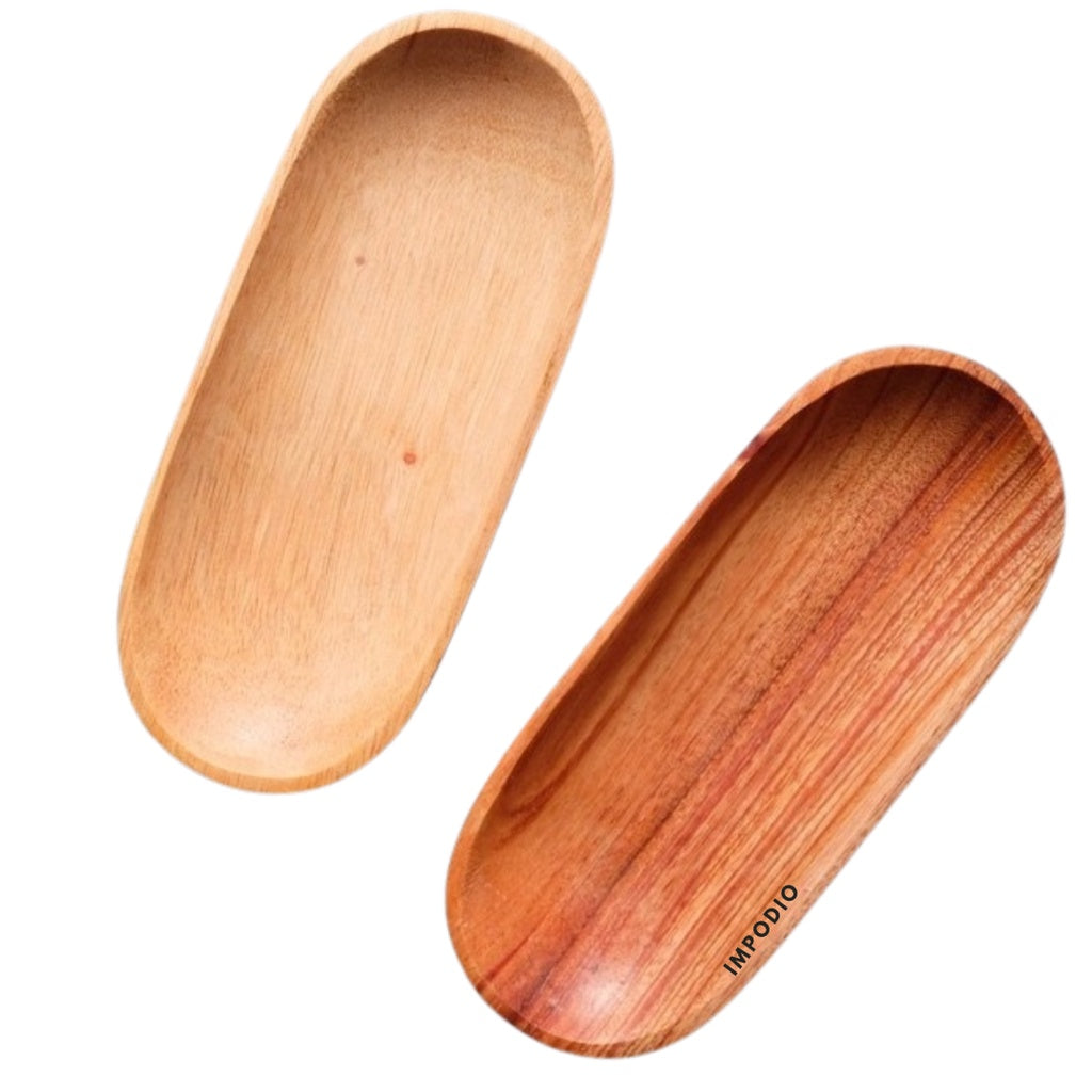 IMPODIO Piring kayu lonjong untuk piring saji - ukuran 8cm x 20cm