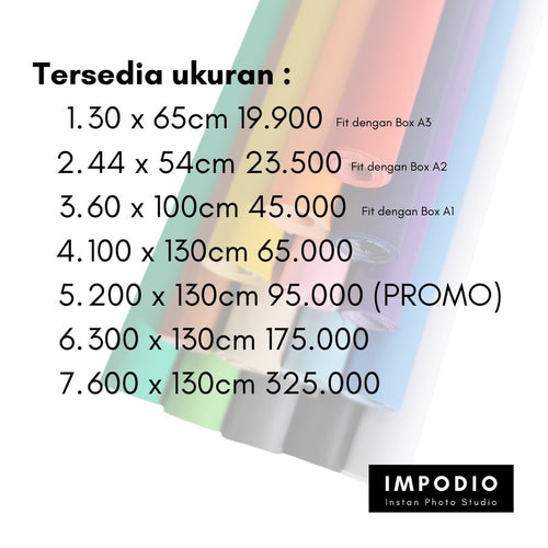 IMPODIO Background foto warna polos terbaik Ukuran 30x65cm - tampak samping