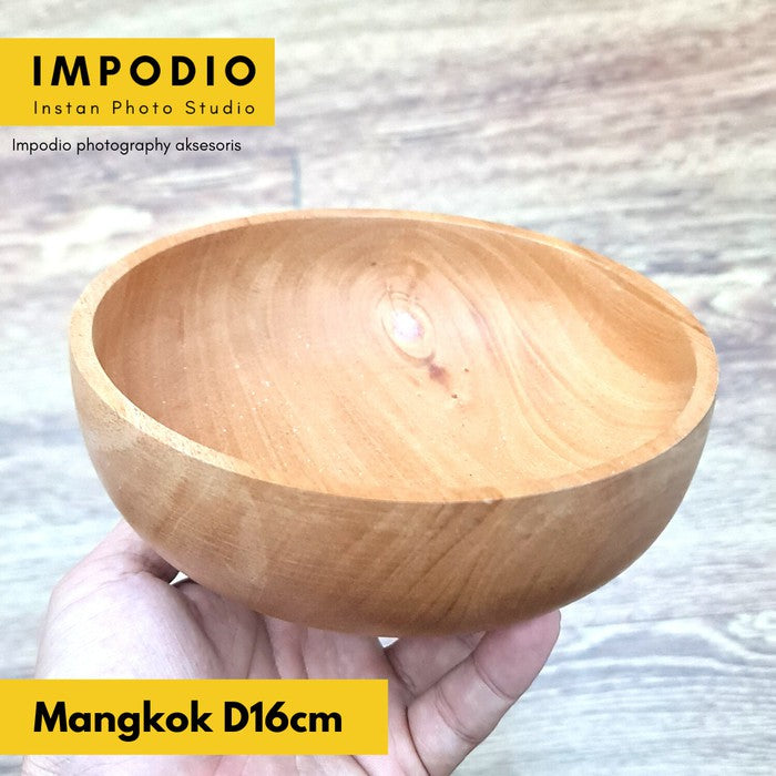 IMPODIO Mangkok Kayu Mahoni Diameter 16cm - Aksesoris Photography