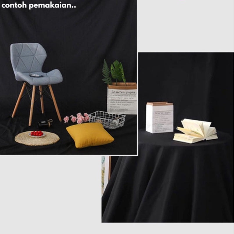 IMPODIO Kain Background warna hitam lebar ukuran 2.4m x 3m