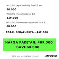 IMPODIO Paket Background spunbond hitam + Stand backdrop youtuber - background putih