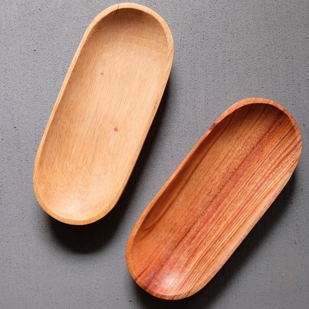 IMPODIO Piring kayu lonjong untuk piring saji - ukuran 8cm x 20cm