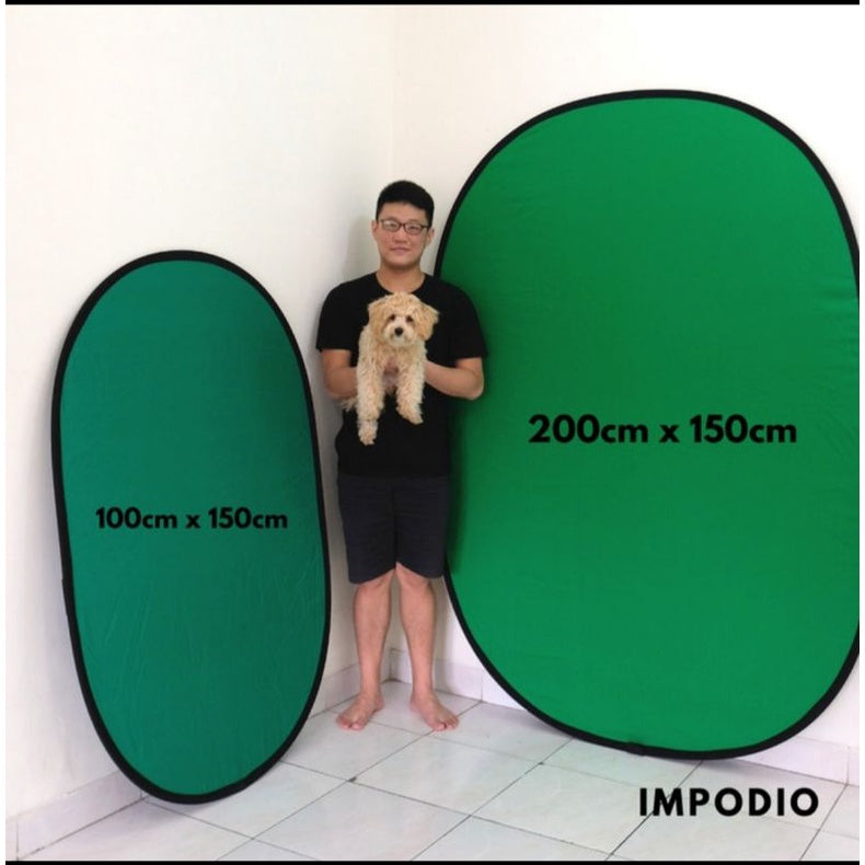 IMPODIO Instan Green screen kain hijau dan biru bolak balik 150x100cm