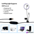IMPODIO Ringlight diameter 26cm 3 in 1 dengan holder hp dan microphone - detail produk