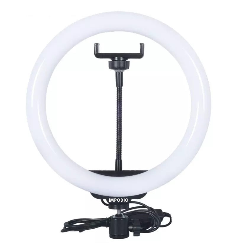 IMPODIO Ringlight Diameter 33cm 3 warna dimmable dengan Holder HP