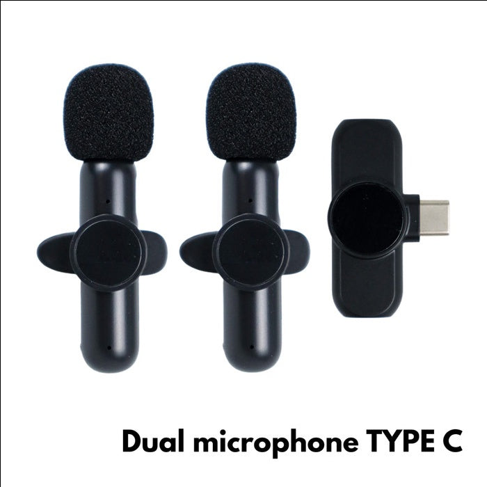 Lavaliers Microphone Wireless clip on smartphone utk iPhone dan Type C