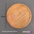 IMPODIO Piring nampan kayu bulat diameter 20cm - tampak samping