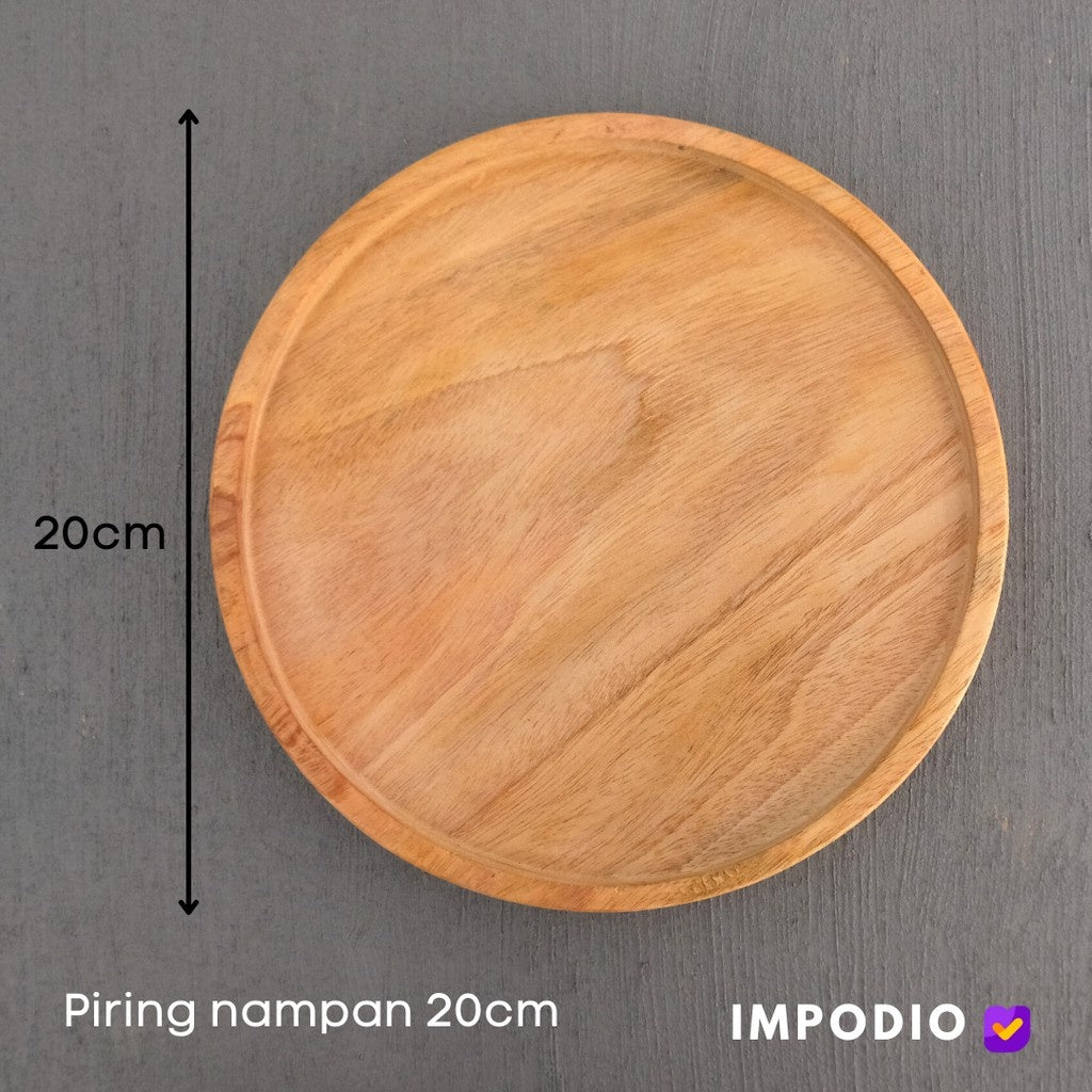 IMPODIO Piring nampan kayu bulat diameter 20cm