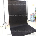 IMPODIO Paket Background spunbond hitam + Stand backdrop youtuber - dalam penggunaan
