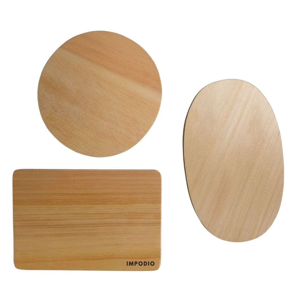 IMPODIO Talenan kayu polos tanpa kaki 3 Varian untuk photo props