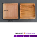 IMPODIO Piring kayu kotak ukuran 20x20cm - satuan - close up