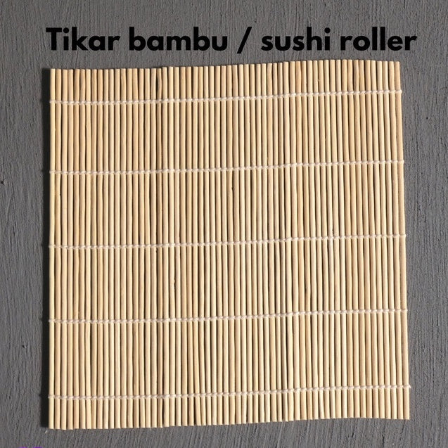 IMPODIO tikar bambu asli / sushi roller / taplak makanan 24x24cm